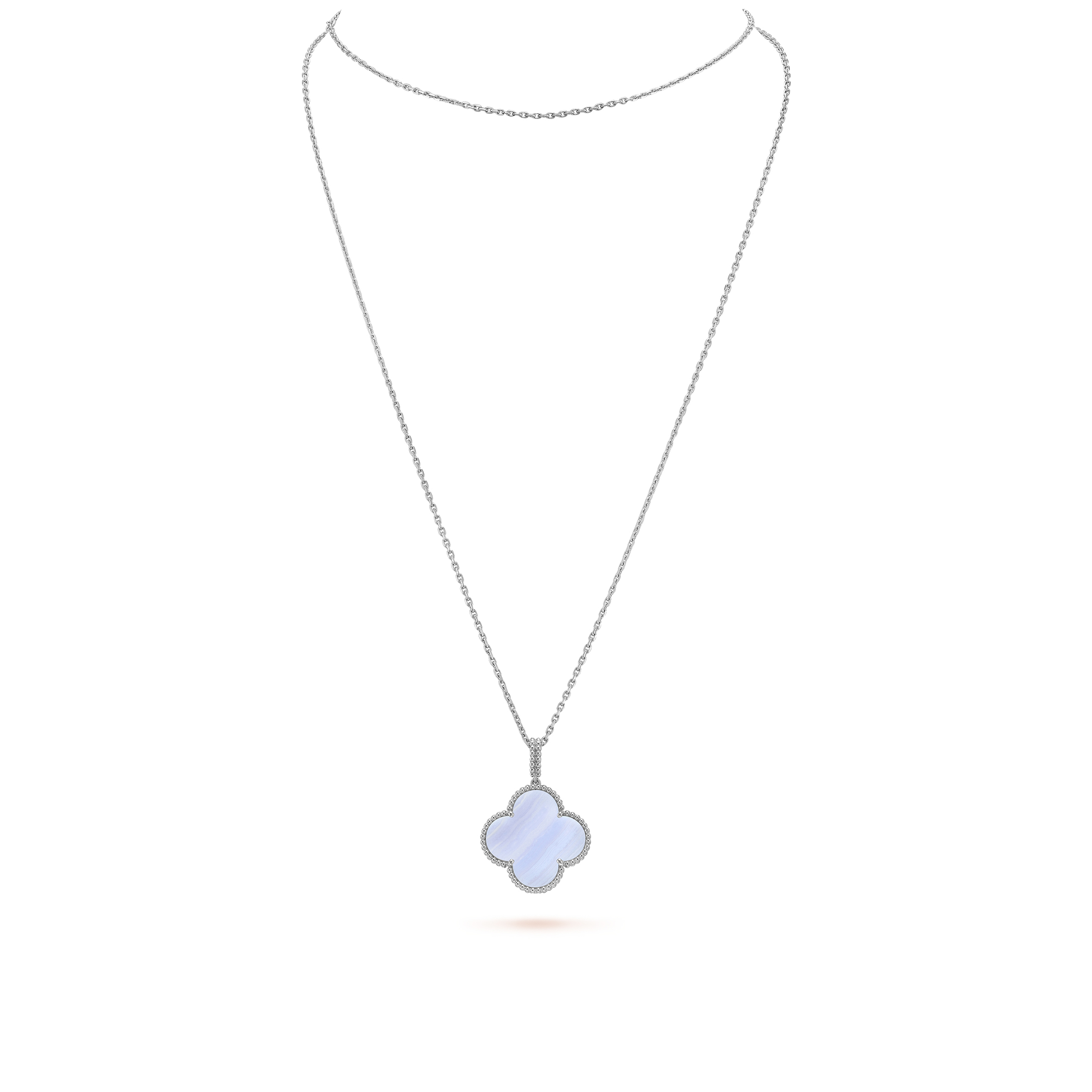 VAN CLEEF  ARPELS MAGIC ALHAMBRA LONG NECKLACE, 1 MOTIF - WHITE GOLD, CHALCEDONY  VCARP6L900